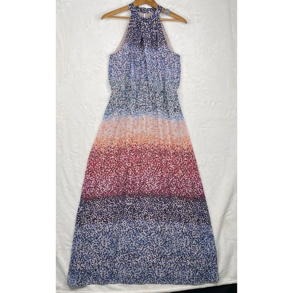 Donna Ricco Maxi Dress Womens Size 8 Sleeveless Lined Multicolor Boho - Picture 1 of 14